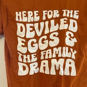 Orange Graphic Tee with White Text, Thanksgiving and Fall